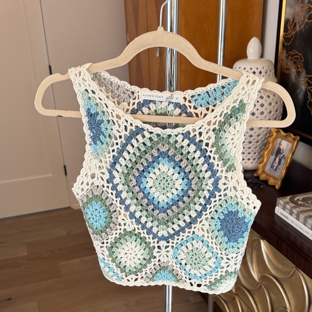 Altar'd State Multicolor Crochet Tank Top
